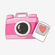 a pink camera with a heart sticker on it