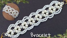 the bracelet is decorated with pearls and beads