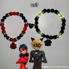 catnoir matching bracelets Matching Diy Bracelets, Miraculous Ladybug Bracelet, Matching Bead Bracelets, Matching Bracelet Ideas, Miraculous Bracelet, Tikki Y Plagg, Colorful Bead Bracelets, Catty Noir, Bracelet Inspo