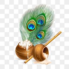 a peacock feather sitting on top of a pot next to a pipe with liquid in it