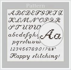 a cross stitch pattern with the letters and numbers for each letter, which are in different sizes