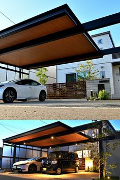 上質なデザインのカーポート：仙台市 Car Port Ideas Carport Designs, House Exterior Cladding, Carport Design, Car Porch Design, Carport Ideas, Carport Covers, Car Shed, Townhouse Exterior, Car Shelter