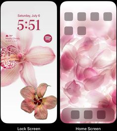 two cell phones side by side with the same phone screen and flower on each one