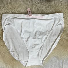 Victoria’s Secret Panties Size Xxl Color White And Pink Nwt Brief Style White Seamless Brief Bottoms, White Cotton Brief Bottoms, White Cotton Briefs, Stretch White Sleepwear By Victoria's Secret, Victoria's Secret White Short Sleepwear, Victoria's Secret Stretch Bottoms For Daywear, Victoria's Secret White Short Bottoms, Lace Thong, Pink Polka Dots