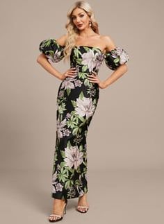 Floral Evening Dress, Floral Evening Dresses, Ankle Length, Evening Dress, Off The Shoulder, Evening Dresses, Wardrobe, Floral