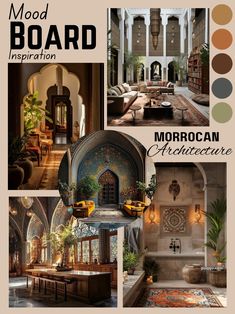 Mood board to get some inspiration from moroccan architecture. #architecture #interior #inspiration #interiordesignideas #moodboard #mood #color #palette Moroccan Mood Board Design, Morocco Design Interior, Indian Traditional Interior Design Mood Board, Indian Inspired Interior, Mood Board Inspiration Interior Design, Mood Boards Architecture, Arabic Color Palette, Islamic Mood Board