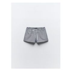 Shorts with a mid elastic waistband and contrasting adjustable drawstring. Side pockets. Gingham Bottoms With Pockets, Gingham Short Bottoms With Pockets, Gingham Bottoms With Pockets, Short Style, Gingham Bottoms With Pockets In Short Shape, Casual Gingham Shorts With Pockets, Gingham Shorts With Pockets, Casual Gingham Shorts With Elastic Waistband, Casual Plaid Zara Bottoms, Zara Casual Plaid Bottoms