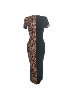 Material:Venetian Short Sleeve Patchwork Design Maxi Length Stretchy Printed Pattern Leopard Comfortable Fit Floral Dress Formal, Boho Swimwear, Lace Formal Dress, Split Maxi Dress, Custom Size Dresses, Clubwear Dresses, Lace Dress Long, Plus Size Jumpsuit, Swimsuit Dress