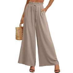 SHOWMALL Women's Casual High-Waisted Wide Leg Pants  Crafted from premium quality fabric, these pants offer a luxuriously soft, feather-light feel that ensures day-long comfort. Key Features: Designed with an elastic high waist featuring a drawstring, two convenient side pockets, a wide-leg cut, and a range of solid colors, these pants guarantee a relaxed fit and contemporary style. Embrace a range of styles with: Elegant Wide Leg: Add flair to your stride with wide leg elegance. Modern Palazzo: Loose Fitting Pants, Comfortable Chic, High Waisted Wide Leg Pants, Womens Wide Leg Pants, Loose Trousers, Flowy Pants, Plus Size Pants, Feather Light, Women Pants Casual