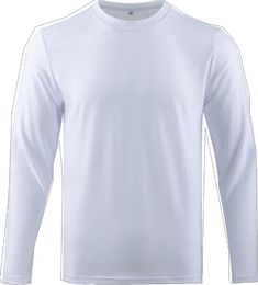 Basic Crew Neck Shirt With Sublimation Print, White Stretch Top With Sublimation Print, Basic White Tops With Sublimation Print, White Long Sleeve Shirt With Sublimation Print, White Cotton Long Sleeve Sublimation Design, Long Sleeve T-shirt With Sublimation Print, Stretch Crew Neck T-shirt With Sublimation Print, Basic White Moisture-wicking Top, White Moisture-wicking Crew Neck Shirt