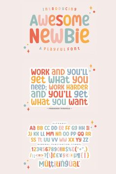 Awesome Newbie Font Fonts For Lettering, Fun Canva Font Pairings, Fun Canva Fonts, Text Design Ideas, Teacher Fonts, Playful Fonts, Logo Design Inspiration Vintage, Illustration Font, Lettering Styles Alphabet