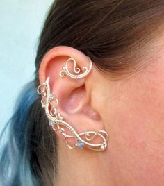 Pair of ear cuffs White Frost Ear cuffs Elf earrings Ear | Etsy Cuff Earrings No Piercing, Baby Ear Piercing, Elf Earrings, Earrings No Piercing, Lotus Flower Jewelry, Ear Wraps, Wire Ear Cuffs, October Birthstone Jewelry, Ear Cuff Earrings