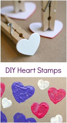 heart stamps are being used to make paper hearts for valentine's day crafting