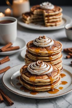 A photo of a  Cinnamon Roll Pancakes a Christmas Pancake Recipes Christmas Breakfast Aesthetic, Christmas Crepes, Ny Aesthetic, Pancakes Aesthetic, Pancake Cafe, Best Pancake Recipe, Cinnamon Roll Pancakes