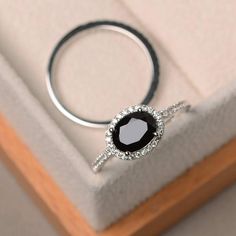 Anniversary ring natural black spinel ring oval cut gems | Etsy Luo Jewelry, Black Stone Ring Engagement, Cushion Cut Halo Ring, Emerald Cut Solitaire Ring, Black Spinel Ring, Pear Cut Ring, Pear Cut Engagement Rings, Black Stone Ring, Oval Cut Engagement Ring