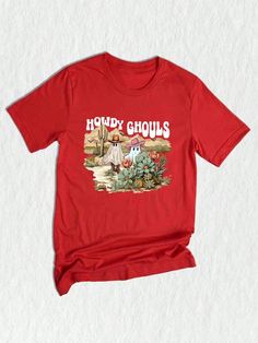 Introducing our latest addition to the collection, the "Howdy Ghouls" Western Fall Shirt!  Perfect for your next Halloween party, this retro ghost shirt combines the best of both worlds – western charm and spooky vibes! ✨ Featuring an adorable cowboy ghost design, this shirt embraces the Halloween spirit with a twist. The "Howdy Ghouls" slogan playfully welcomes all the specters and spirits to join in the fun.  Whether you're a Halloween enthusiast or simply love unique and cute ghost shirts, th Fun Halloween Short Sleeve Shirt, Retro Halloween Short Sleeve Tops, Cowgirl Ghost, Ghost Shirts, Retro Cowgirl Shirts, Cute Cowgirl, Halloween Playful Short Sleeve T-shirt, Cowboy Ghost, Retro Halloween Cotton T-shirt