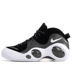 Nike Air Zoom Flight 95 'Black Metallic Silver' 2015 806404-001 (SNKR) Sporty Black Basketball Shoes With Perforations, Black Sneakers With Air Max Cushioning For Sports, Modern Black Breathable Basketball Shoes, Nike Air Zoom Flight, Air Zoom, Nike Air Zoom, Black Metallic, Metallic Silver, Flight