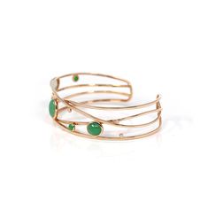 * DESIGN CONCEPT--- The design is inspired by the free-flowing lines of water and the ovals and circles represent bubbles in the water. Symbolizing life, prosperity, and good fortune with the jade stones. This 18k Rose Gold Genuine Jadeite Jade Bangle Bracelet is a luxury you can wear daily. This collectible fashion style bangle is made with very high-quality genuine ice and green jadeite jade, The jadeite texture is transparent and absolutely amazing. It's very perfect with ice jade, green jade Jade Bangle Bracelet, Jade Bangle, Nephrite Jade, Jade Jewelry, Free Flowing, Jade Stone, Bracelet Bangle, Green Jade, Good Fortune