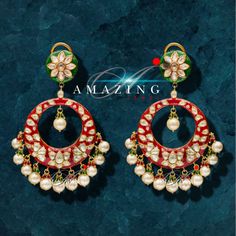 Silver Moissanite Polki Earring | Indian Wedding Jewelry | Indian Moissanite Polki Earring| Statement Earring Material : Silver Gemstone: Moissanite , Fresh Water Sea Pearls and Red & Green Enamel Stone colour: Uncut Polki Primary colour: Gold Size-Length: 75mm Width: 45mm Closure : Screw back and Clips Silver Intricate, hand crafted, Pure Silver Polki Earrings, studded with high quality Moissanite Polki comes with screw back and clips, made in 92.5 silver with 22ct gold plating. Product com Hand Set Round Hoop Earrings For Wedding, Round Danglers For Formal Festive Occasions, Meenakari Earrings For Festive Reception, Round Hand-set Earrings For Festivals, Fusion Style Meenakari Bridal Earrings For Reception, Traditional Meenakari Pearl Earrings For Reception, Elegant Round Meenakari Danglers, Traditional Round Chandelier Earrings For Reception, Chandbali Bridal Earrings With Latkans For Anniversary