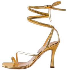 Glamorous Gold Sandals With 4-inch Heel, Spring Gold Heels With Padded Heel, Chic Gold Sandals With Wrapped Heel, Gold Heels For Spring Evening, Gold Sandals With Padded Heel For Night Out, Gold Ankle Strap Sandals For Night Out, Gold Heels With 4-inch Open Heel, Gold Evening Sandals With Padded Heel, Gold Sandals With Padded Heel For Evening