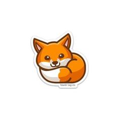 a sticker with an image of a sleeping fox on it's back, and the