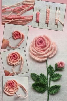 instructions to make crochet roses with yarn