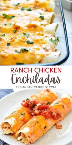 an enchiladas recipe is shown with the title in the middle and on the bottom