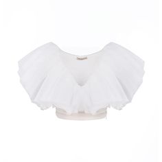 Exude elegance in our Catriona Ruffle Organza Crop Top. The luxurious organza fabric and delicate ruffle detailing make this crop top a sophisticated statement piece. Perfect for any occasion, the Catriona top adds a touch of upscale style to any outfit. Elevate your wardrobe with this exclusive piece. Gender: WOMEN Item Type: Blouses, Tops Decoration: RUFFLES Sleeve Style: Butterfly Sleeve Material: 100% Polyester Fabric type: Organza Clothing Length: Short Collar: V-Neck Closure Type: Pullover White Ruffle Shirt, Slim Blouse, Ruffle Shirt, Organza Fabric, Ruffle Shorts, Shirt For Women, White Crop Top, Ruffle Top, Crop Shirt