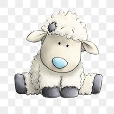 a white sheep sitting down with its head turned to the side, on a transparent background