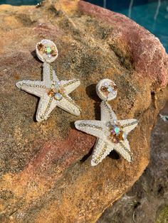 Light weight starfish sparkly earrings. Elegant Handmade Starfish Earrings, White Starfish Earrings For Beach, Nickel-free Starfish Earrings Ocean-inspired, Summer Ocean-inspired Starfish Earrings, Ocean-inspired Starfish Charm Earrings, Starfish Jewelry, Starfish Earrings, Deer Park, Sparkly Earrings