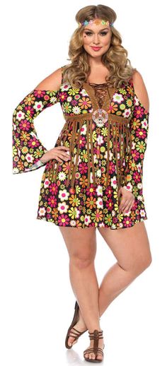 Women's Plus Size Starflower Hippie Costume - Candy Apple Costumes 60s Outfit, 60s Fashion Women, Outfits 60s, 60s Outfits, Hippie Costume Halloween, Plus Size Hippie, Disco Costume, Hippie Halloween, Diy Costumes Women