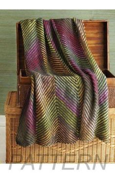 Noro 33 Bias Stripe Afghan PATTERN ONLY-Patterns-Noro-Alpaca Direct Noro Knitting, Motifs Afghans, Noro Yarn, Knitted Afghans, Manta Crochet, Afghan Patterns, Knitting Magazine, Variegated Yarn, Afghan Pattern