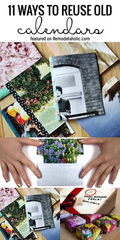 an old photo album with the words 11 ways to reuse old photos on it