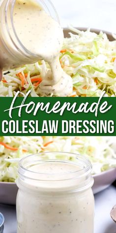 dressing in a jar Homemade Coleslaw Dressing, Creamy Coleslaw Dressing, Coleslaw Dressing Recipe, Best Coleslaw Recipe, Easy Coleslaw, Coleslaw Recipe Easy, Slaw Dressing, Dessert Oreo, Coleslaw Dressing