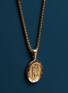 Saint Christopher Necklace 5 Way Set - Men's Necklace - Gold St Christopher medal with round box and rope chain for a layering effect. FIVE!!! ways to wear this set:1) Just the rope chain2) Just the box chain3) St. Christopher medal on rope chain3) St. Christopher medal on round box chain3) St. Christopher medal on round box chain and rope chain with no pendant for a layering effect.Bought Separately:St. Christopher Medal on Round Box Chain: $443mm Rope Chain: $33Total: $77 BUY AS A SET $67! ($1 Gold Necklace With Rope Chain And Pendant, Luxury Gold Rope Chain Necklace Gift, Luxury Rope Chain Pendant Jewelry, Gold Rope Chain Jewelry For Streetwear, Gold Plated Rope Chain Pendant, Men's Necklace Gold, Saint Christopher Necklace, Mens Accessories Vintage, Necklace Set Gold