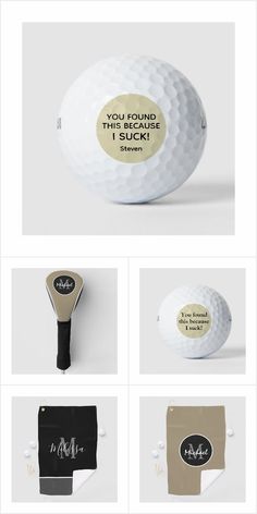 several different types of golf balls and tees with the words, you found two things i