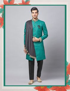 Dresses For Wedding Indian, Wedding Clothes For Men, Sherwani Wedding, Indian Wedding Clothes For Men, Dress India, Dark Green Wedding, Inspired Wedding Dress