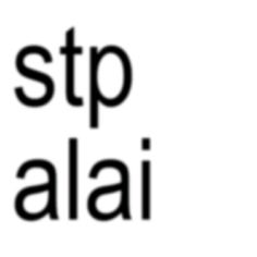 the words stop alai written in black and white on a white background with an image of