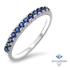 Pretty, dainty and perfectly stackable with other rings Classic half eternity design with a pop of color Ring can also double as a wedding band to match any of our sapphire rings This half eternity blue sapphire ring is the perfect wedding band to match our blue sapphire rings. It can be worn alone, with your engagement ring or stacked with other rings. If you're a fan of variety, check out our other stackable designs. They can be mixed and matched to create a new look every day! This piece feat Blue Diamond Stackable Ring, Blue Stackable Diamond Ring, Elegant Sapphire Stackable Eternity Band, Fine Jewelry Sapphire Eternity Band, White Gold Sapphire Eternity Band, Stackable Sapphire Eternity Band With Round Cut, Sapphire Stackable Rings With Gemstone, Blue Sapphire Stackable Diamond Ring, Fine Jewelry Sapphire Eternity Band With Round Cut