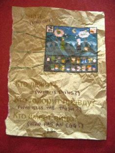 a piece of brown paper with writing on it and an image of the earth in space