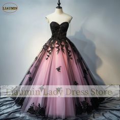 Elegant Prom Dresses Pink, Pink And Black Dress Prom, Pastel Goth Prom Dress, Black And Pink Ball Gown, Black And Pink Dress Formal, Pink And Black Dress Ball Gowns, Black Quinceanera Dress With Fitted Bodice, Black Dress With Fitted Bodice For Quinceanera, Black Floor-length Dress For Quinceanera