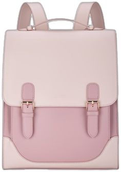 Feminine Pink Travel Satchel, Feminine Pink Satchel For Travel, Modern Pink Backpack For Daily Use, Pink Rectangular Shoulder Bag With Adjustable Straps, Chic Pink School Satchel, Chic Pink Satchel For School, Pink Leather School Backpack, Pink Leather Backpack For School, School Satchel With Flap