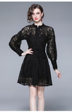 F00144421-104 Fall Evening Shirt Dress In Mini Length, Fitted Long Sleeve Lace Dress For Casual Occasions, Knee-length Lace Dress For Fall Formal Events, Chic Spring Cocktail Lace Dress, Spring Evening Mini Shirt Dress, Fall Fitted A-line Lace Dress, Chic Long Sleeve Lace Cocktail Dress, Spring Cocktail Mini Long Sleeve Dress, Fall A-line Shirt Dress For Party