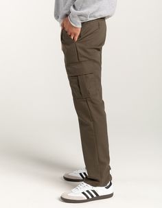 Tillys Exclusive: Dickies Brush Twill Cargo Pants. Slim Fit. Straight Leg. Site Below The Waist. Flex Fabric For Ease Of Movement And Durable Light Weight Construction. Wrinkle Resistant. Easy Care Stain Release. Expandable Cargo Pocket And Multi-Use Cell Phone Pocket. Slant Hand Pockets. Dickies Label On Back Right. Back Welt Pockets With One Button Closure On Left. Button Waist. Zip Fly. Approx. Inseam: 30". Brushed Twill: 65% Polyester/35% Cotton. Machine Wash. Imported. | Dickies Slim Straight Flex Cargo Pants Men In Cargo Pants, Men’s Cargo Pants Styles, Skater Boy Pants, Men’s Pants, Mens Cargo Pants Outfit, Guy Pants, Clothes Guys, Pant Inspiration, Dickies Outfit