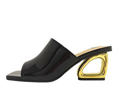 Synthetic Leather upper, Slip on for easy entry,2\ metallic architectural heel, Square open toe, Lightly cushioned footbed, Rubber outsole | Women's Ninety Union Florence Dress Sandals in Black Size 13 Sandals Black, Dress Sandals, Synthetic Leather, Black Sandals, Women's Pumps, Size 13, Florence, Open Toe, Sandals Heels