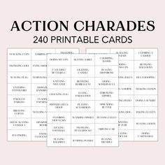 the action charadess printable cards