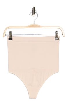 This high-waist thong features a smooth, shaping design that sits right under your bra and makes a great base layer for your look. Lined gusset Body: 87% cotton, 8% nylon, 5% spandex; Waistband: 79% cotton, 12% spandex, 9% nylon Machine wash, tumble dry Imported High Waist Smoothing Shapewear For Summer, High-waist Smoothing Shapewear For Summer, Solid High-cut Leg Shapewear For Summer, Summer High-cut Leg Shapewear, Summer Solid Color High-cut Leg Shapewear, Solid Summer Shapewear With High-cut Leg, Seamless High Waist Shapewear For Summer, High-waist High-stretch Summer Shapewear, Summer Compressive Shapewear, Bra Friendly