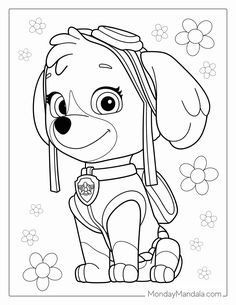 the paw patrol coloring pages for kids with pictures to print out and color them on