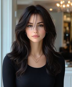 Mid Length Waves with Full Volume and Bangs Haircut For Mid Length Hair, Female Character Inspiration Black Hair, Bangs Volume, Mid Length Haircuts, Volume Hairstyles, Mid Length Hairstyles, Heart Shaped Face Hairstyles, Medium Length Hairdos, Hairstyle Names