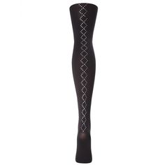 MeMoi's Diamond Studs Tights exemplify "business in the front, party in the back." These tights are classy with just the right amount of edge. Back of leg features tiny silver studs arranged into a diamond pattern on a completely seamless silhouette. Elegant Thigh High Hosiery For Night Out, Elegant Black Hosiery For Party, Elegant Evening Stockings, Elegant Tight Legwear For Night Out, Elegant Winter Party Legwear, High Stretch Thigh High Party Hosiery, Fitted Thigh High Tights For Party, Fitted Thigh-high Tights For Party, Black Thigh High Tights For Evening